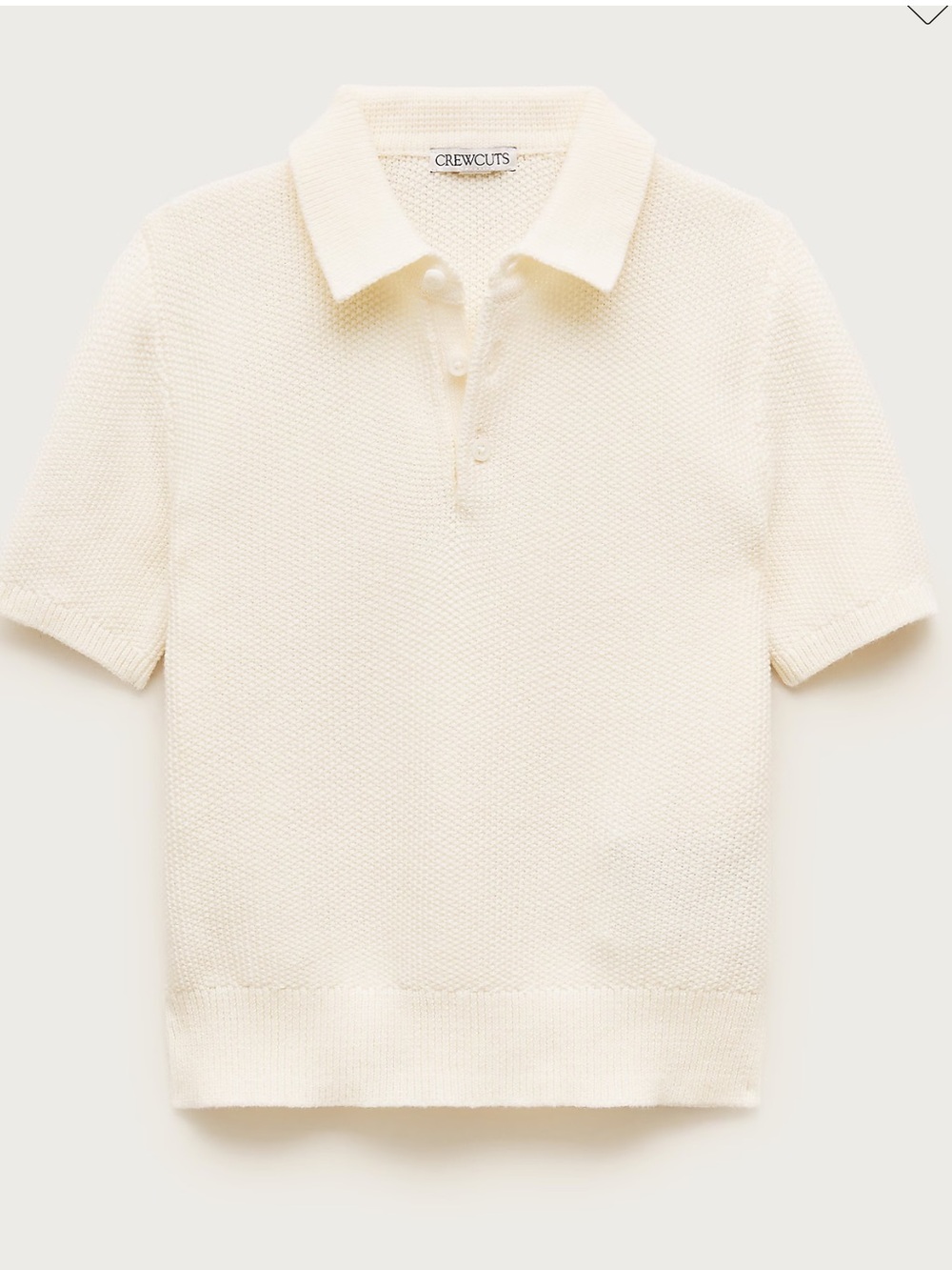J crew CrewCuts ivory Kids' short-sleeve seed-stitch sweater-polo